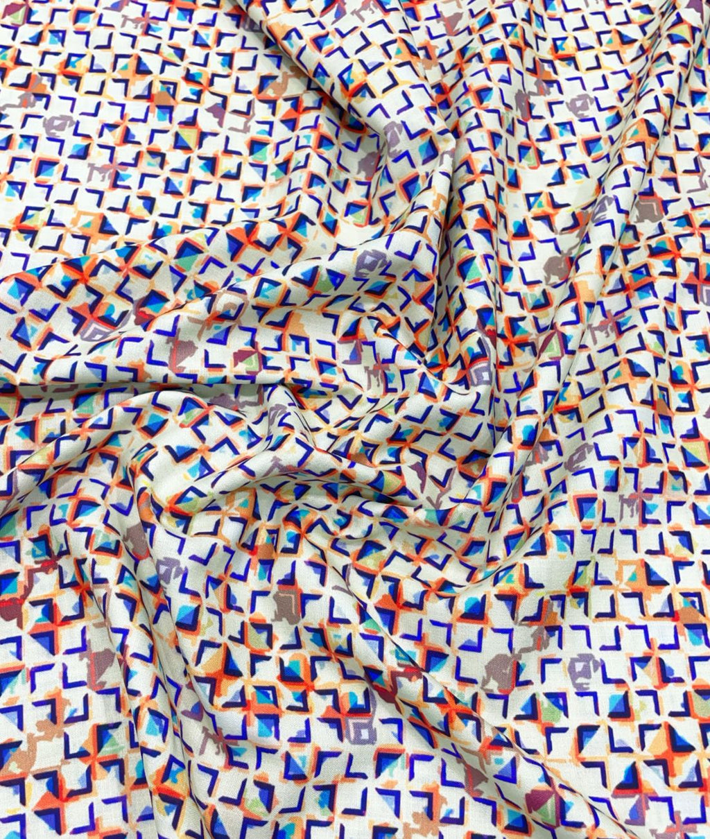 Crisp Patterned Printed Anti Wrinke Cotton Fabric for Men's Shirts & Kurta - Tepchi Men