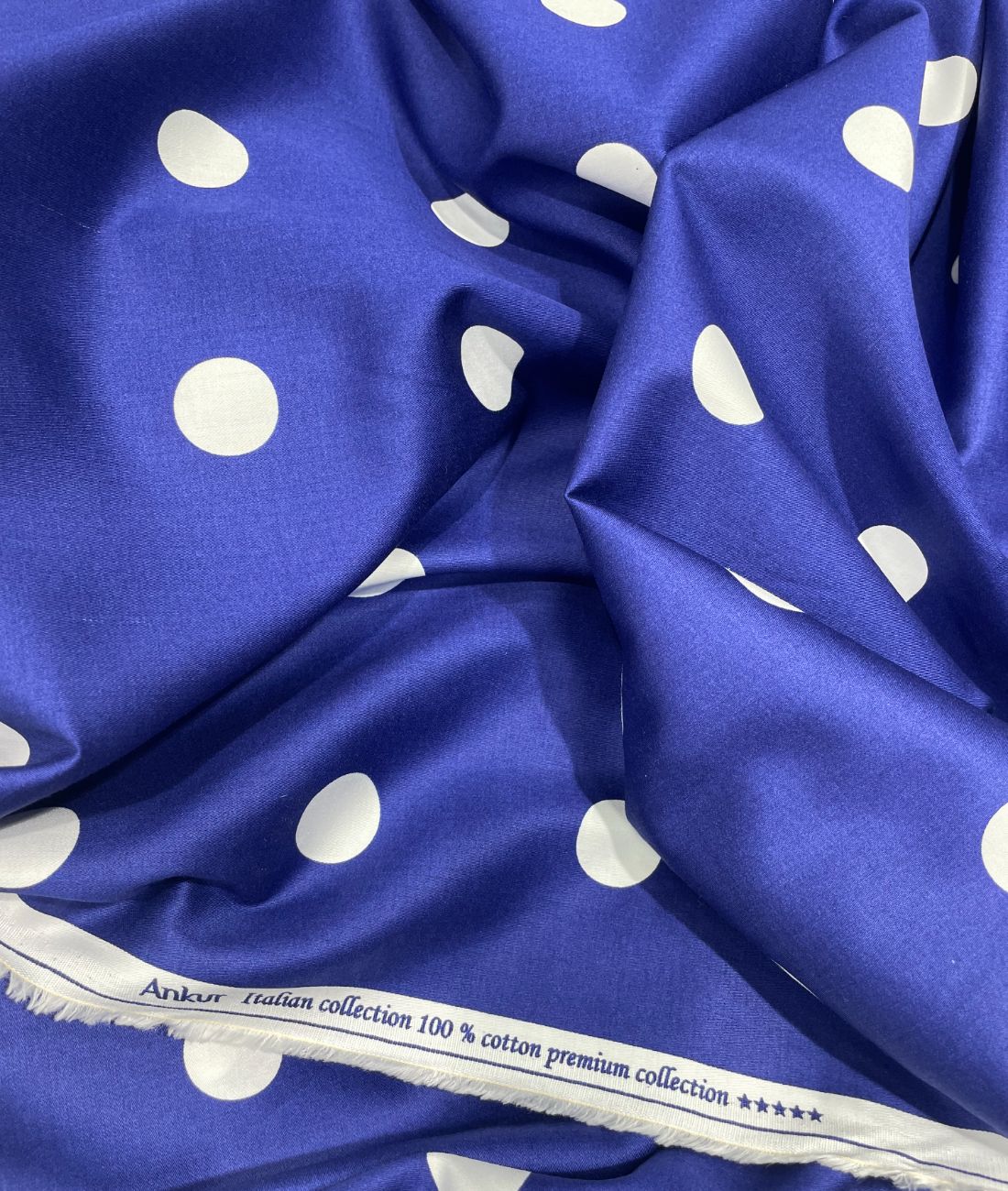 Designer Polka Dot Luxury Giza Cotton Shirt Fabric - Tepchi Men
