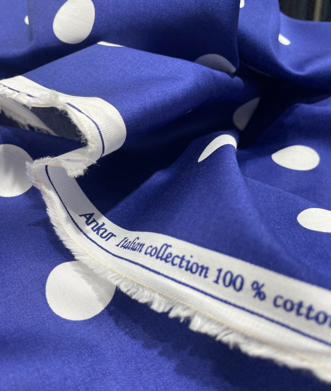 Designer Polka Dot Luxury Giza Cotton Shirt Fabric - Tepchi Men