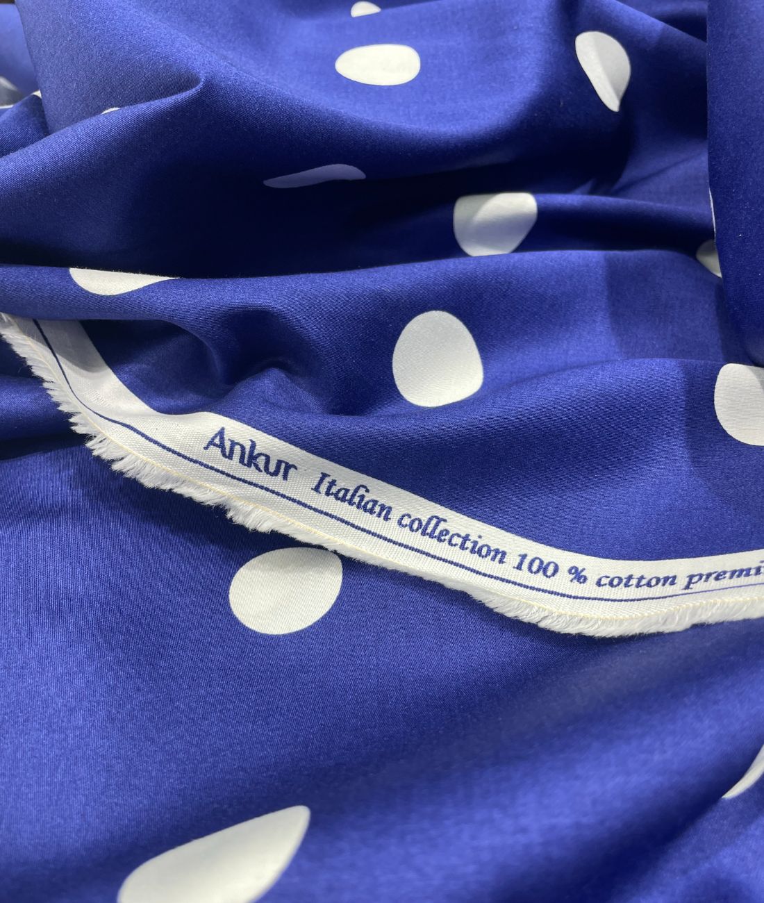 Designer Polka Dot Luxury Giza Cotton Shirt Fabric - Tepchi Men