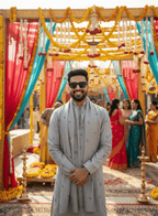 Embroidered Kurta with Dupatta Set for Wedding - Tepchi Men