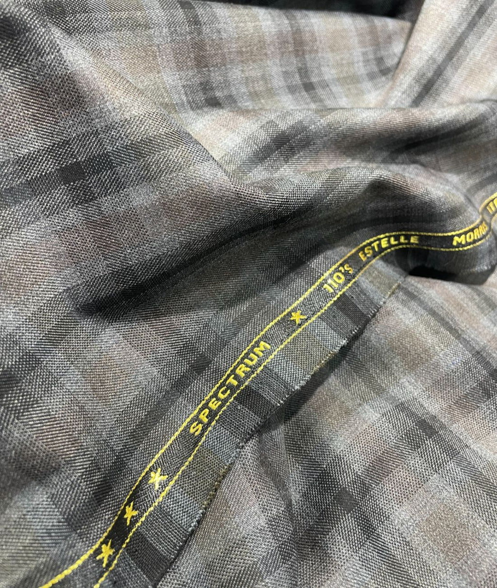 Estelle Morris 110's Counts Ultra Luxury Checks Suiting Fabric for Suits & Blazers - Tepchi Men