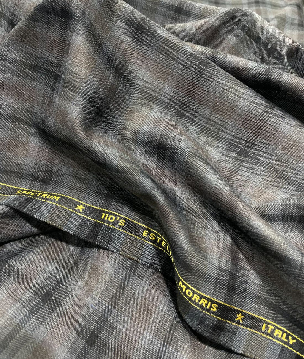 Estelle Morris 110's Counts Ultra Luxury Checks Suiting Fabric for Suits & Blazers - Tepchi Men