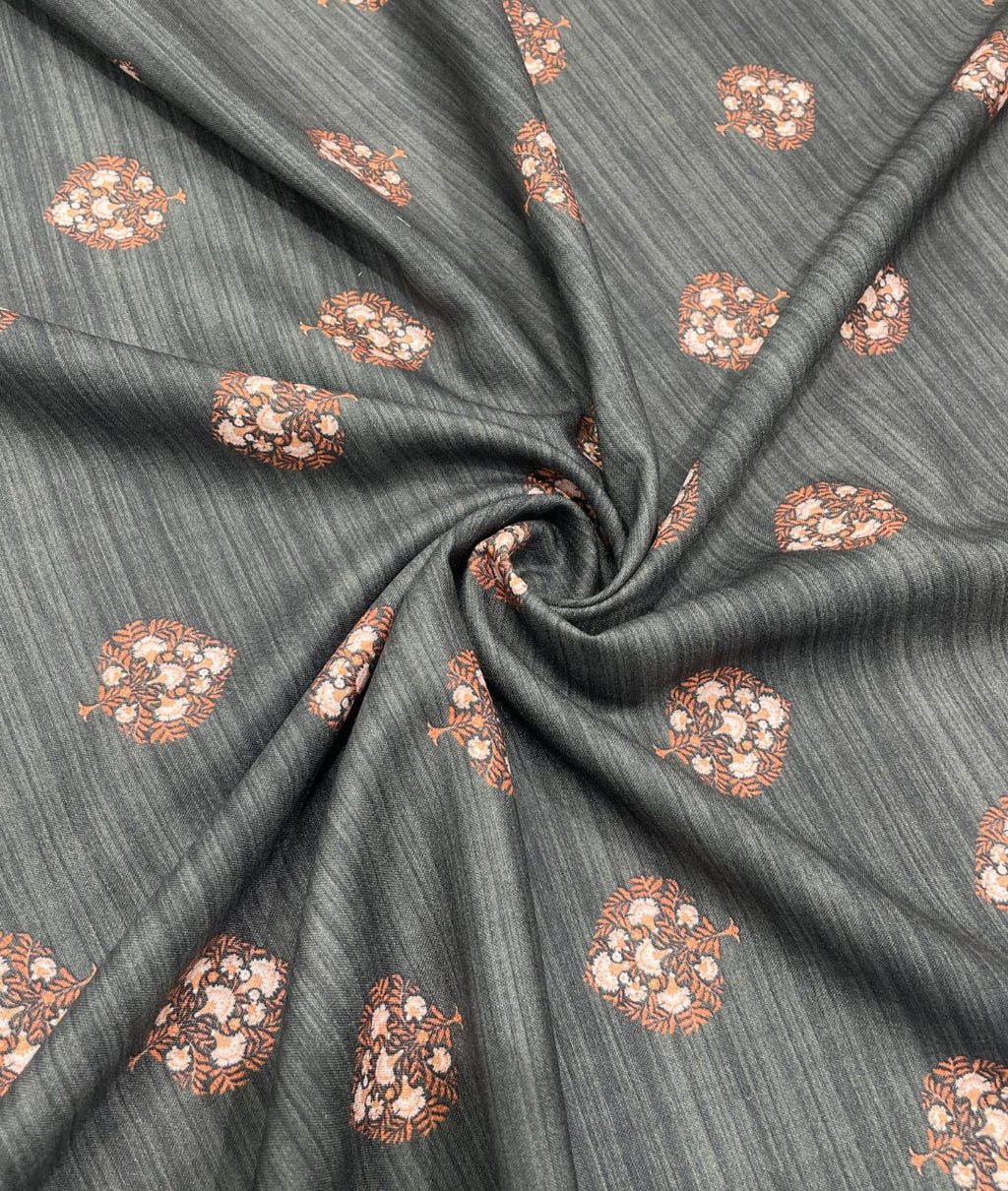 Floral Serenity Printed Anti Wrinke Cotton Fabric for Men's Shirts & Kurta - Tepchi Men