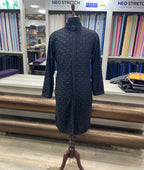 Front Open Bollywood Style Black Embroidered Kurta - Tepchi Men