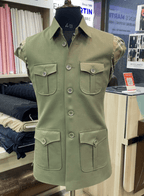 Green Hunting Sadri with 4 Pockets - Tepchi Men