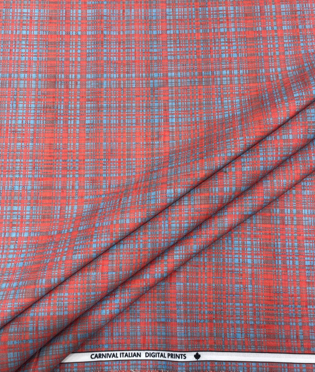 Heritage Check Printed Anti Wrinke Cotton Fabric for Men's Shirts & Kurta - Tepchi Men