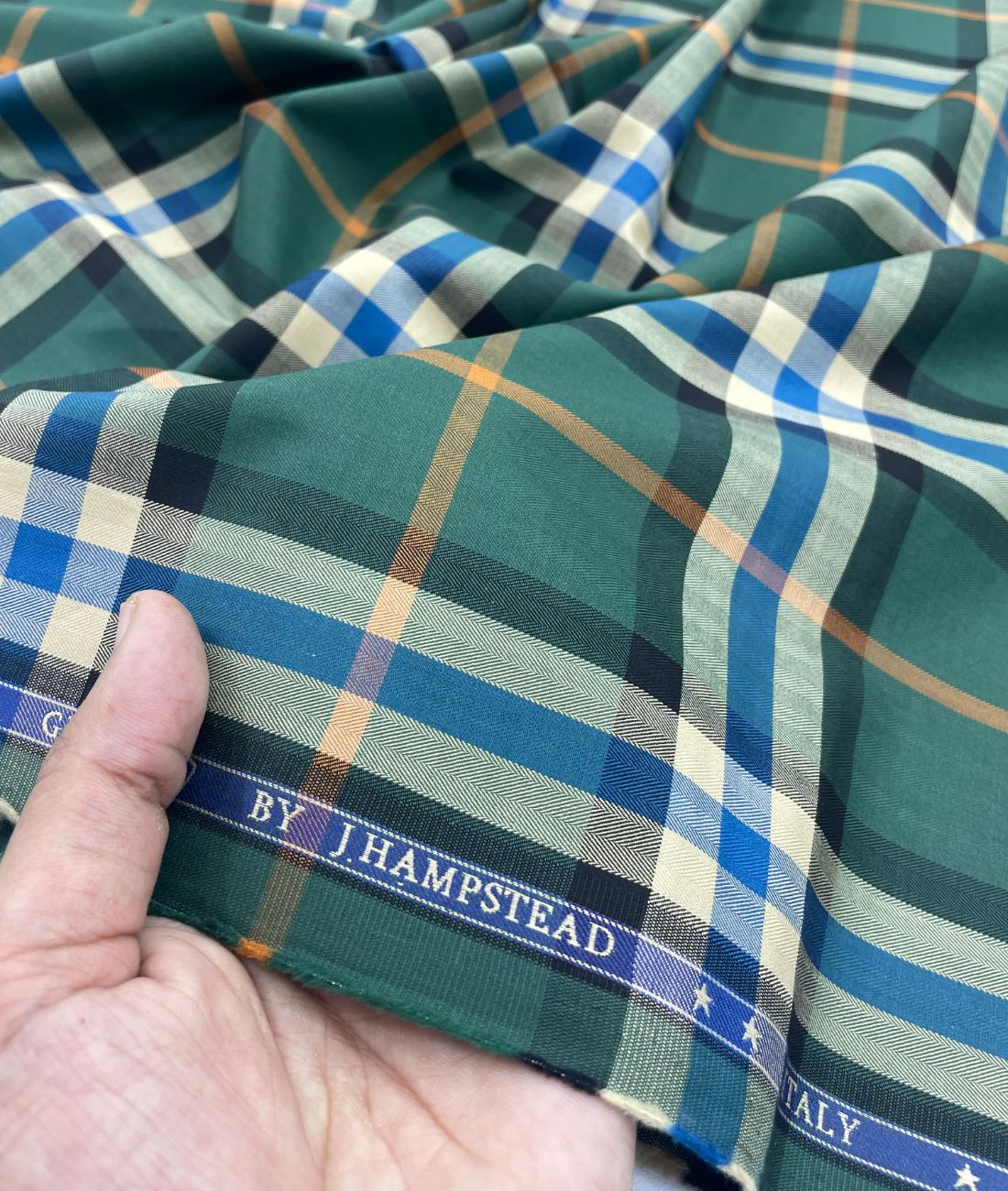 J.Hampstead Checks Luxe Edition Giza Cotton Fabric - Tepchi Men