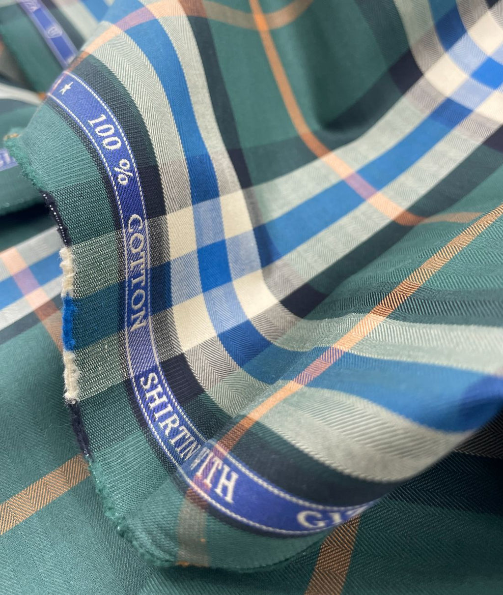 J.Hampstead Checks Luxe Edition Giza Cotton Fabric - Tepchi Men