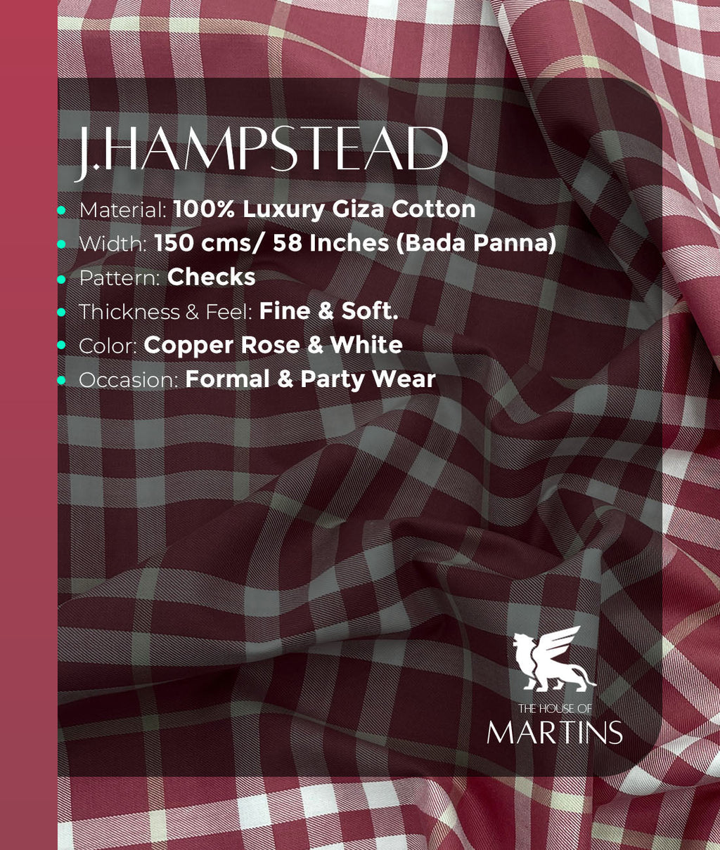J.Hampstead Checks Luxe Edition Giza Cotton Fabric - Tepchi Men