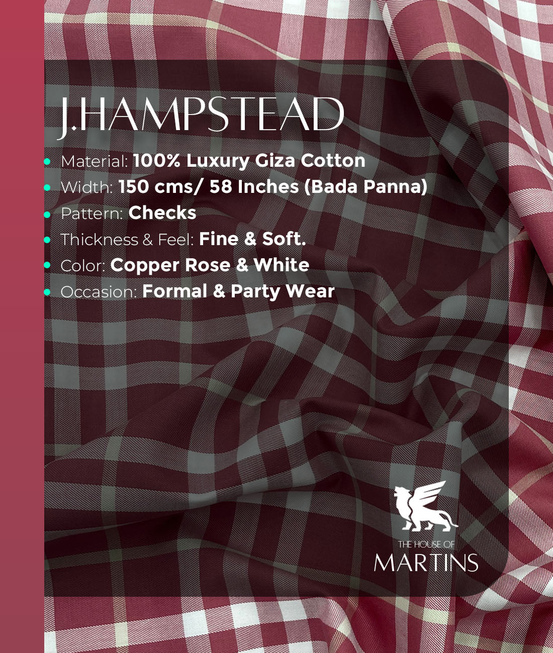 J.Hampstead Checks Luxe Edition Giza Cotton Fabric - Tepchi Men