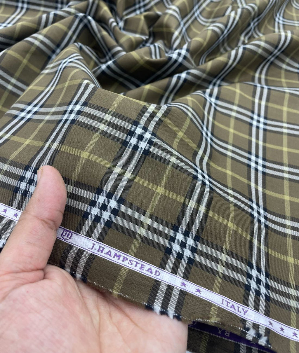 J.Hampstead Checks Luxury Giza Cotton Fabric for Mens's Shirt - Tepchi Men