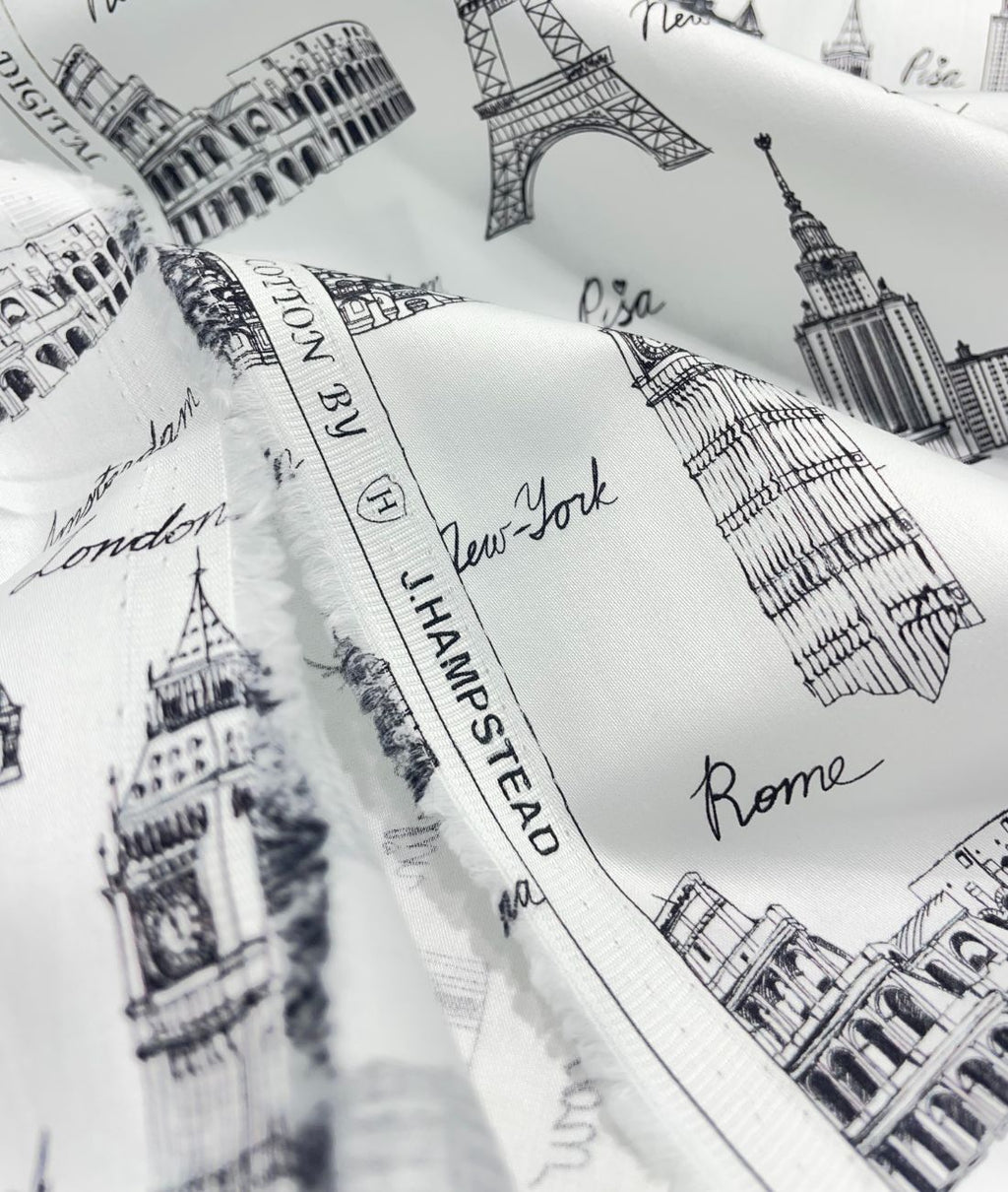 J.Hampstead City Prints Premium Giza Cotton Fabric for Men's Shirt - Tepchi Men