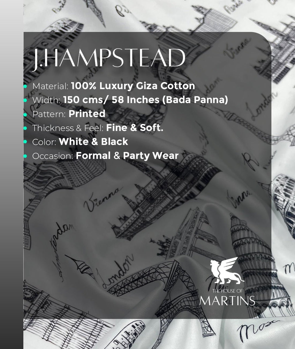 J.Hampstead City Prints Premium Giza Cotton Fabric for Men's Shirt - Tepchi Men