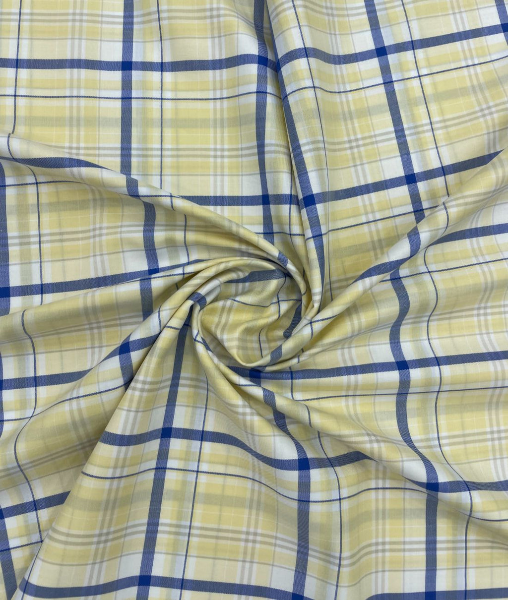 J.Hampstead Luxury 2 Ply Burberry Checks Giza Cotton Fabric for Men's Shirt - Tepchi Men