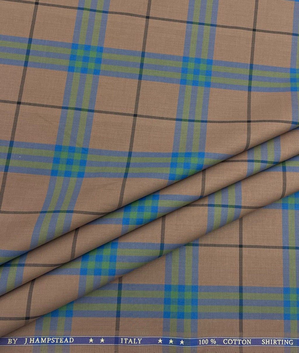 J.Hampstead Luxury 2 Ply Burberry Checks Giza Cotton Fabric for Men's Shirt - Tepchi Men