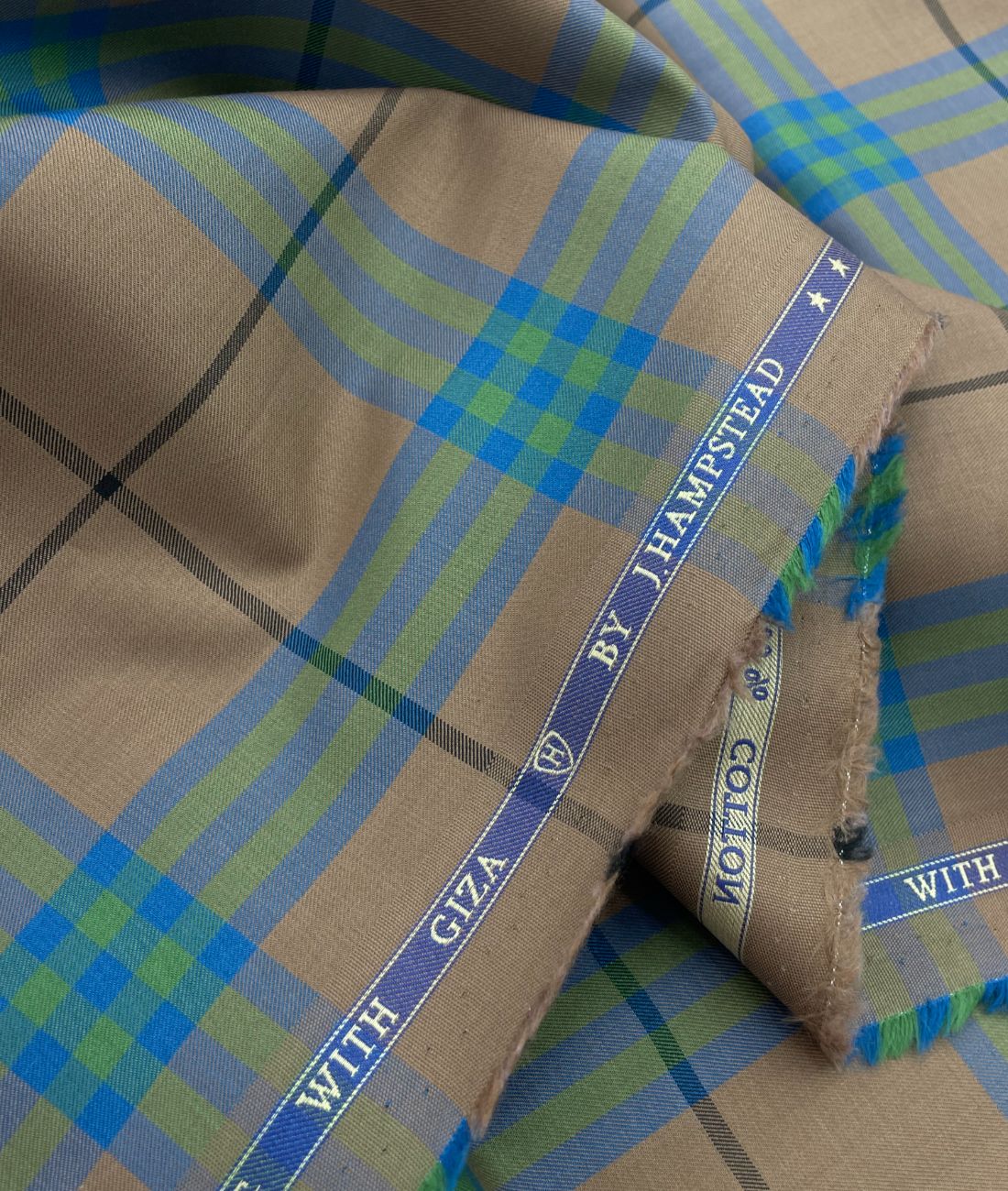 J.Hampstead Luxury 2 Ply Burberry Checks Giza Cotton Fabric for Men's Shirt - Tepchi Men