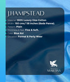 J.Hampstead Luxury Giza Cotton Fabric Blue Koi Colour - Tepchi Men
