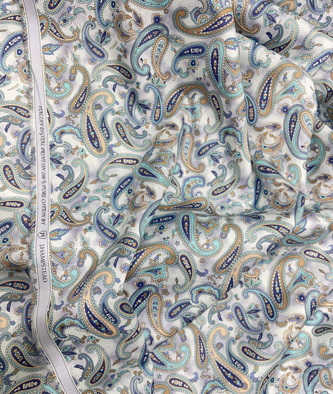 J.Hampstead Luxury Giza Cotton Paisley Printed Men's Unstitched Fabric - Tepchi Men