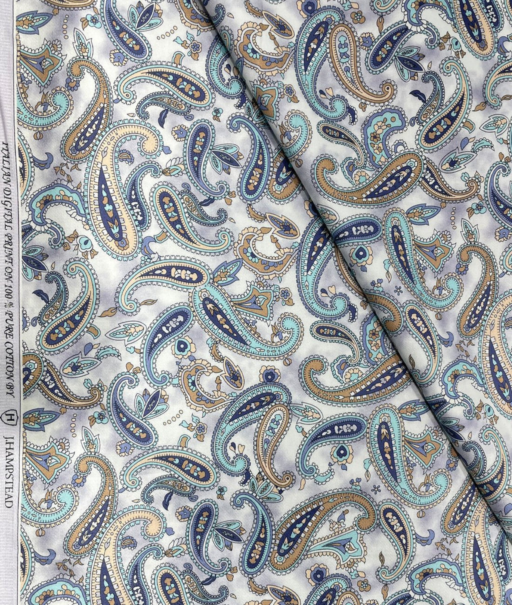 J.Hampstead Luxury Giza Cotton Paisley Printed Men's Unstitched Fabric - Tepchi Men