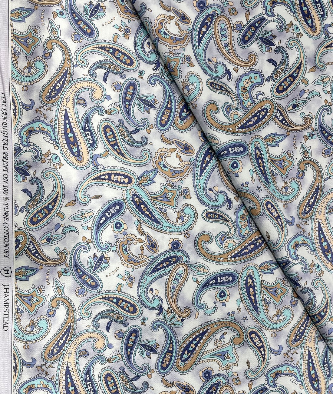 J.Hampstead Luxury Giza Cotton Paisley Printed Men's Unstitched Fabric - Tepchi Men
