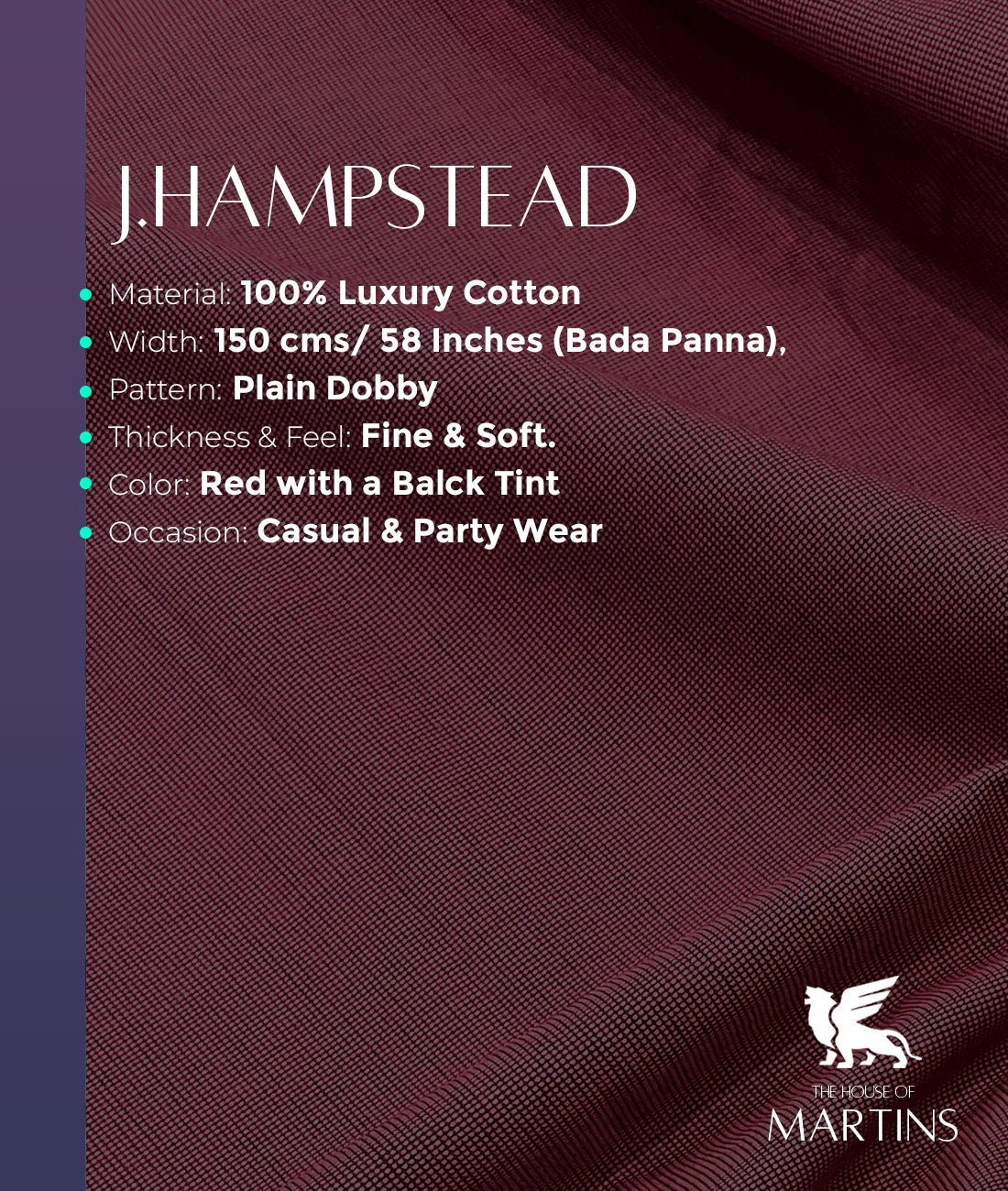 J.Hampstead Men's Plain Dobby Cotton Fabric Unstitched - Tepchi Men