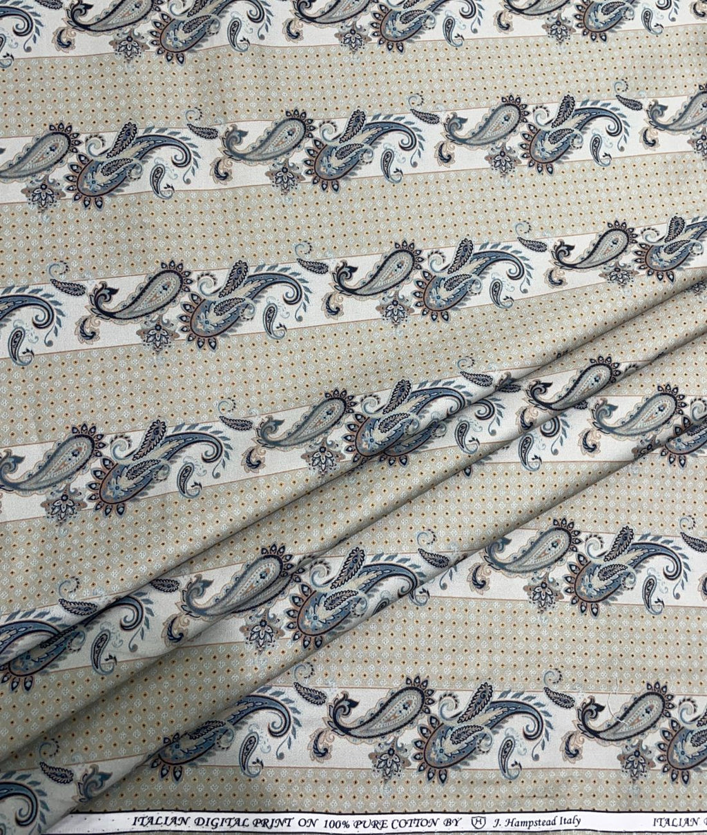 J.Hampstead Paisley Printed Luxury Giza Cotton Fabric for Shirts - Tepchi Men