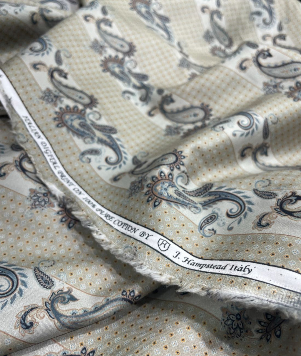 J.Hampstead Paisley Printed Luxury Giza Cotton Fabric for Shirts - Tepchi Men