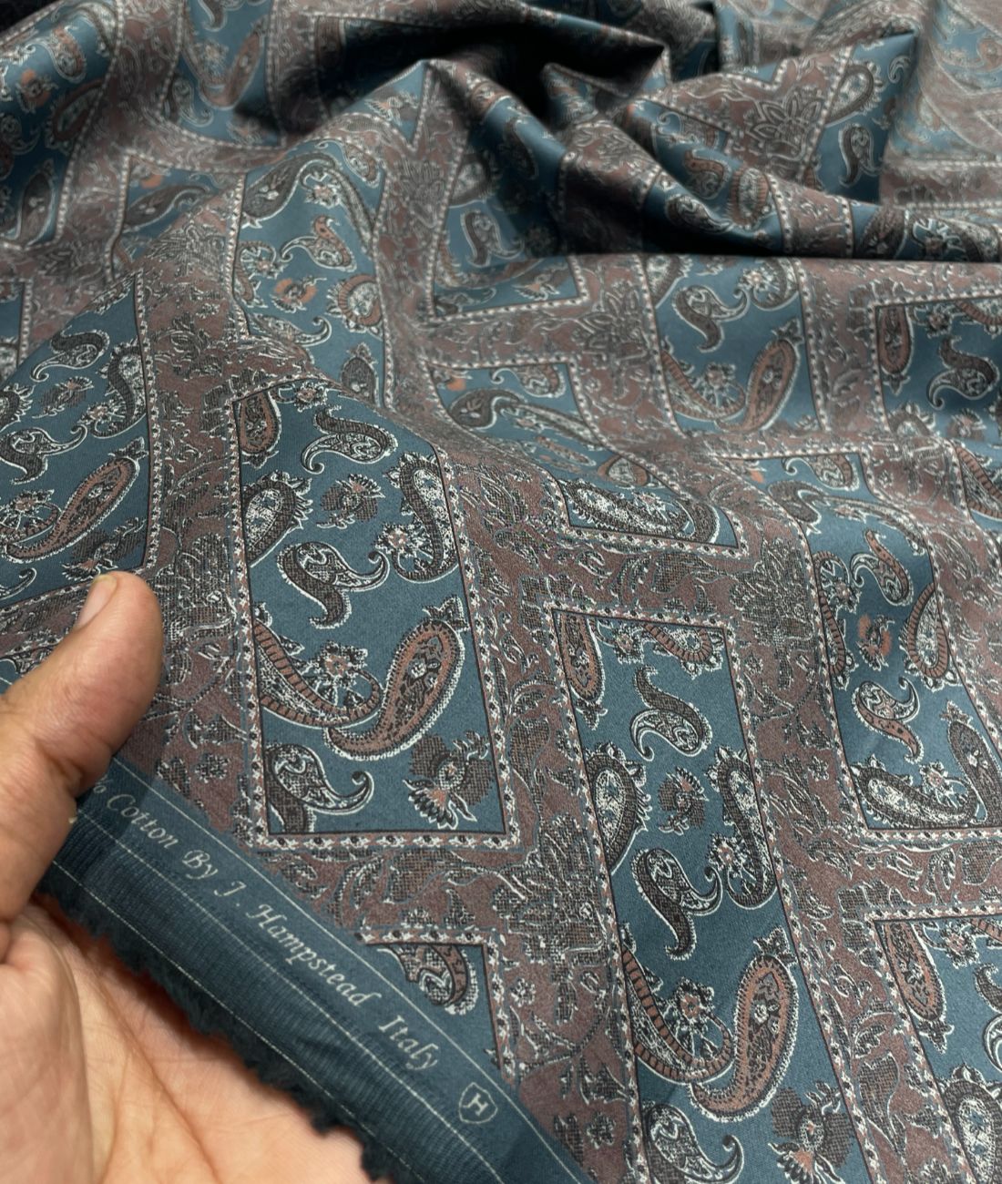 J.Hampstead Paisley Printed Luxury Giza Cotton Shirt Fabric - Tepchi Men