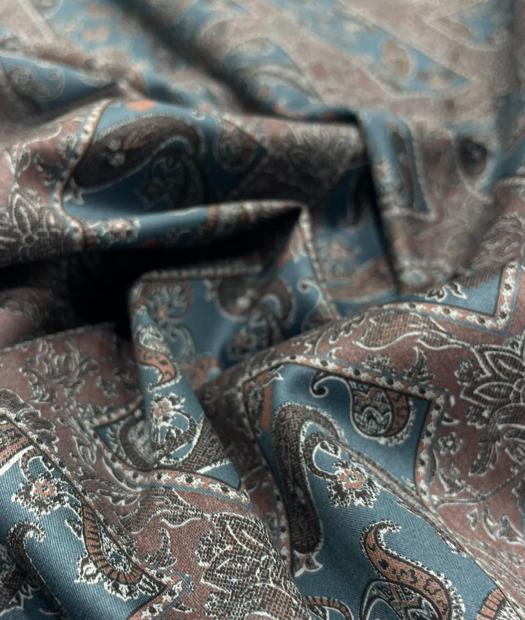 J.Hampstead Paisley Printed Luxury Giza Cotton Shirt Fabric - Tepchi Men