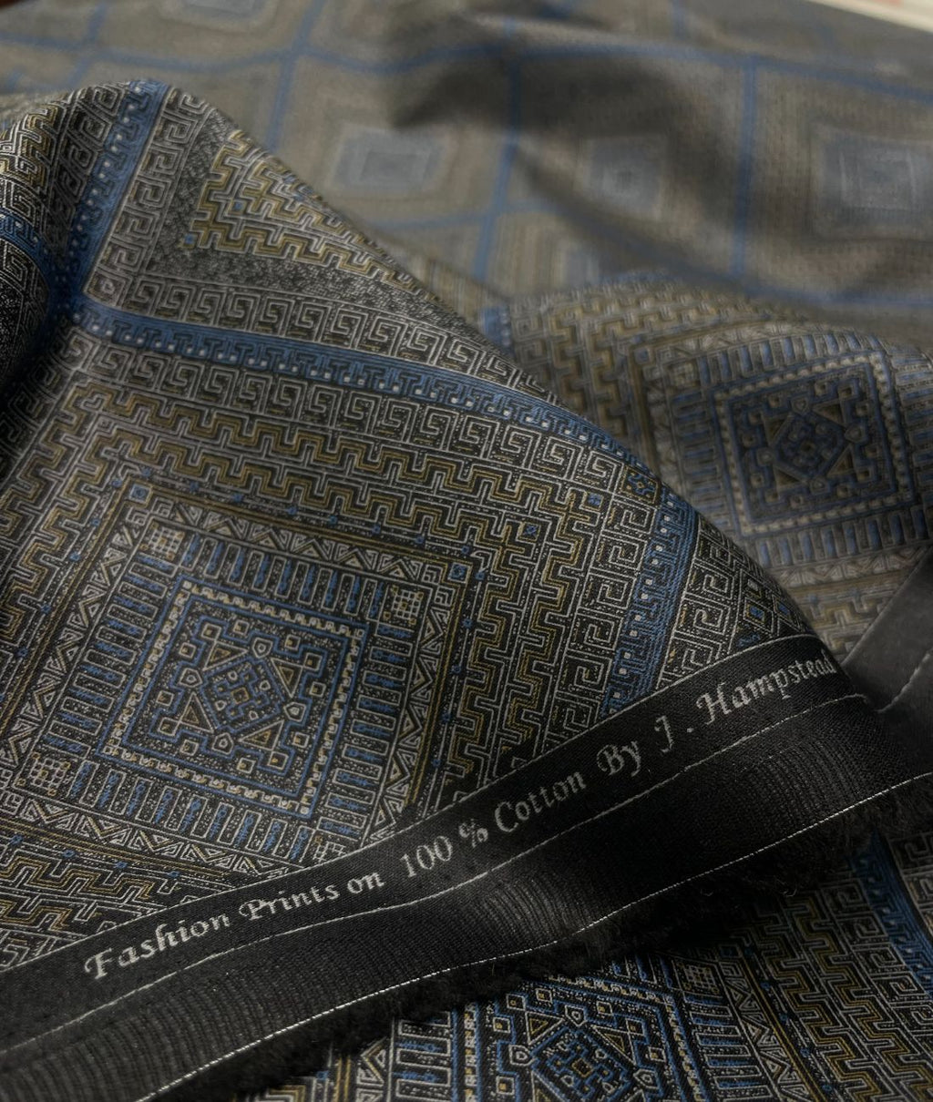 J.Hampstead Printed Luxury Giza Cotton 2 Ply Fabric for Shirt - Tepchi Men