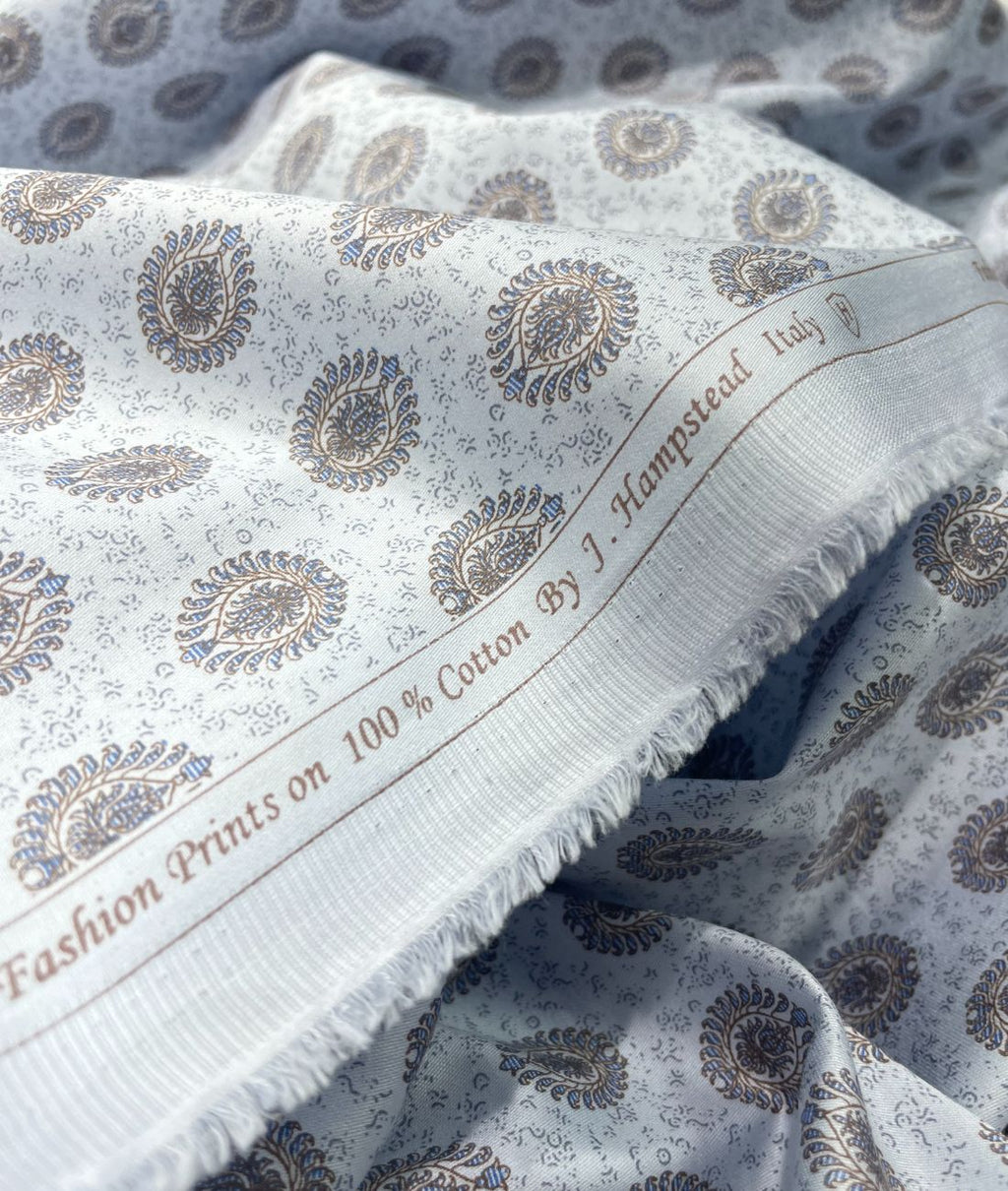 J.Hampstead Printed Luxury Giza Cotton Fabric for Men's Shirt - Tepchi Men
