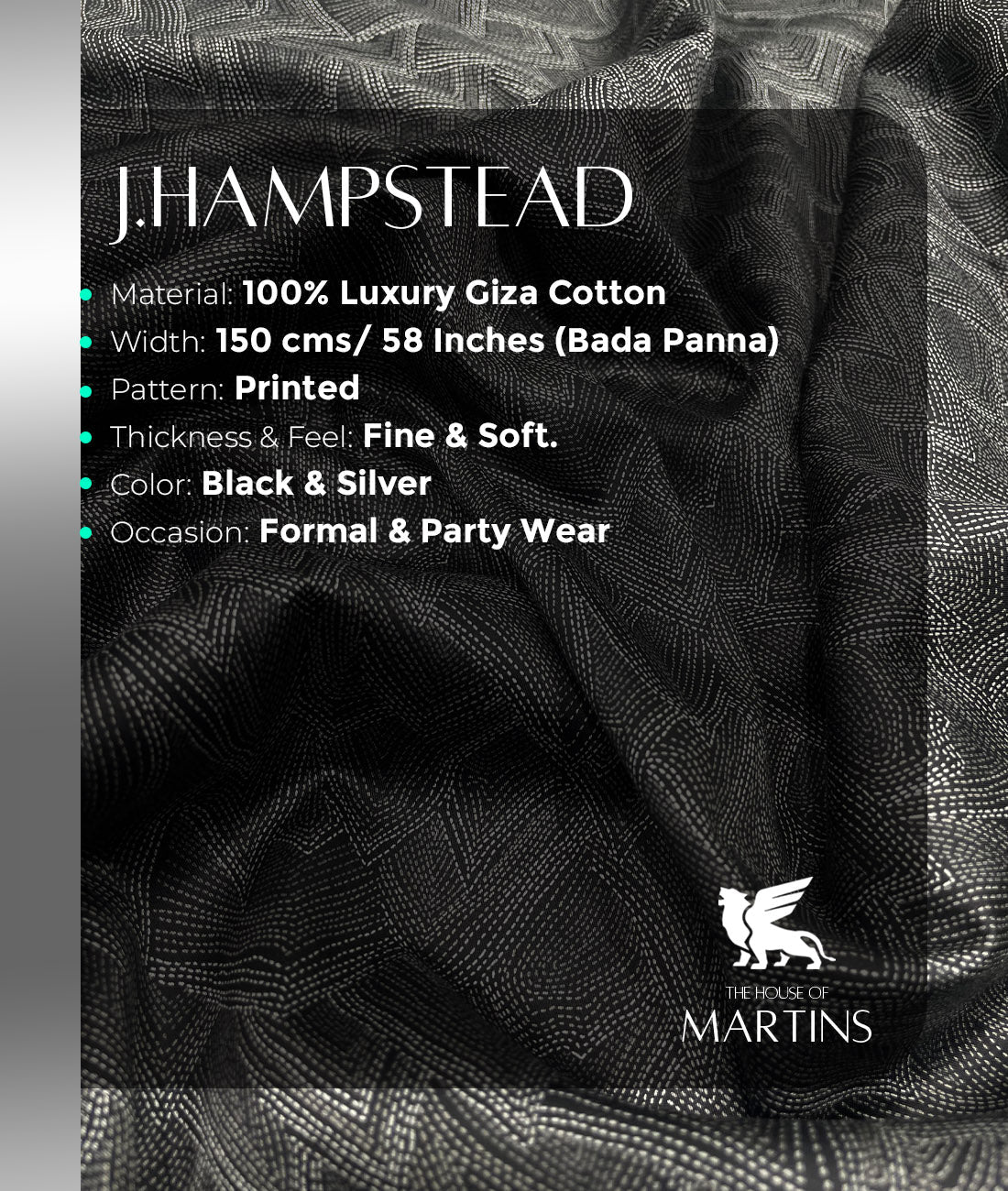 J.Hampstead Printed Luxury Giza Cotton Fabric for Men's Shirt - Tepchi Men