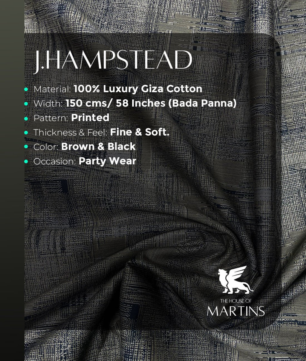 J.Hampstead Printed Luxury Giza Cotton Shirt Fabric - Tepchi Men