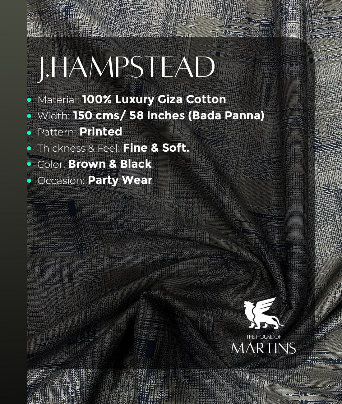 J.Hampstead Printed Luxury Giza Cotton Shirt Fabric - Tepchi Men