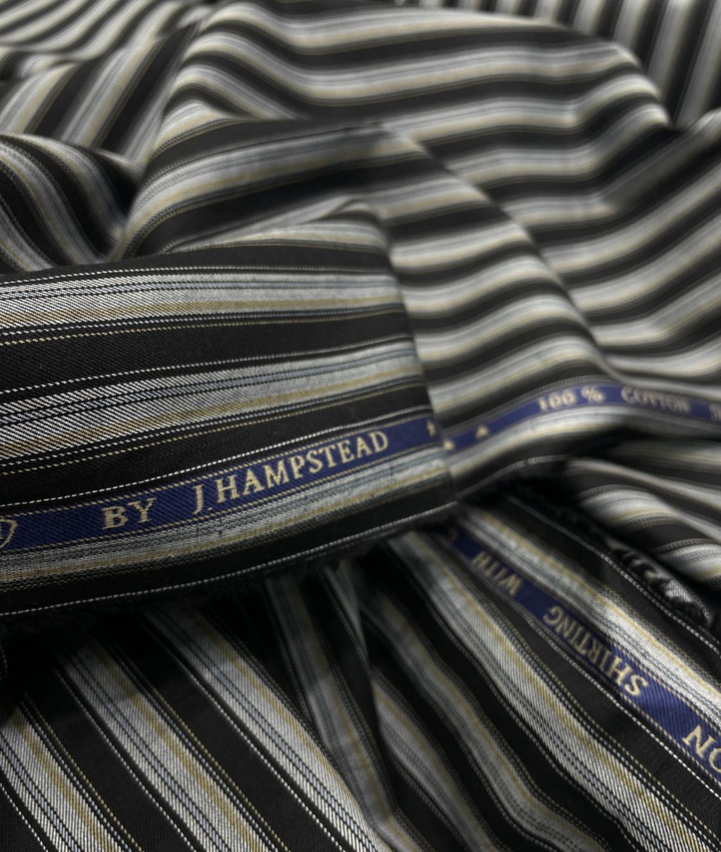 J.Hampstead Stripe Luxury 2 Ply Cotton Fabric for Premium Men's Shirt - Tepchi Men