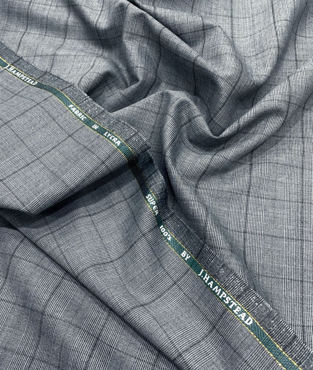 J.Hampstead Super 100's Counts Lycra Checkered Suiting Fabric for Suits & Pants - Tepchi Men