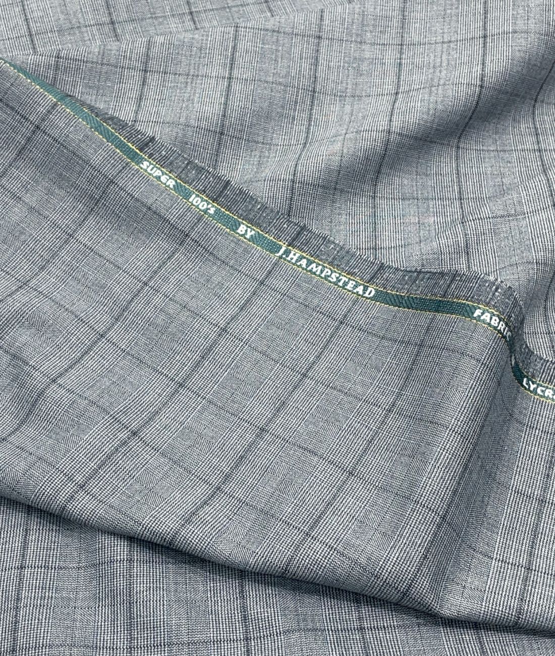 J.Hampstead Super 100's Counts Lycra Checkered Suiting Fabric for Suits & Pants - Tepchi Men