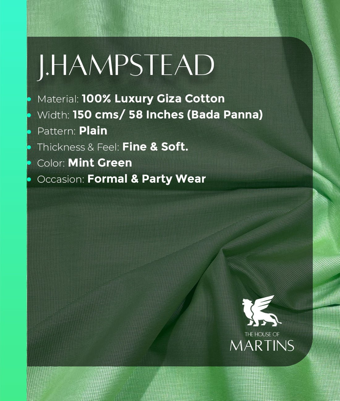 J.Hampstead Ultra Luxury 2 Ply Giza Cotton Men's Unstitched Fabric - Tepchi Men
