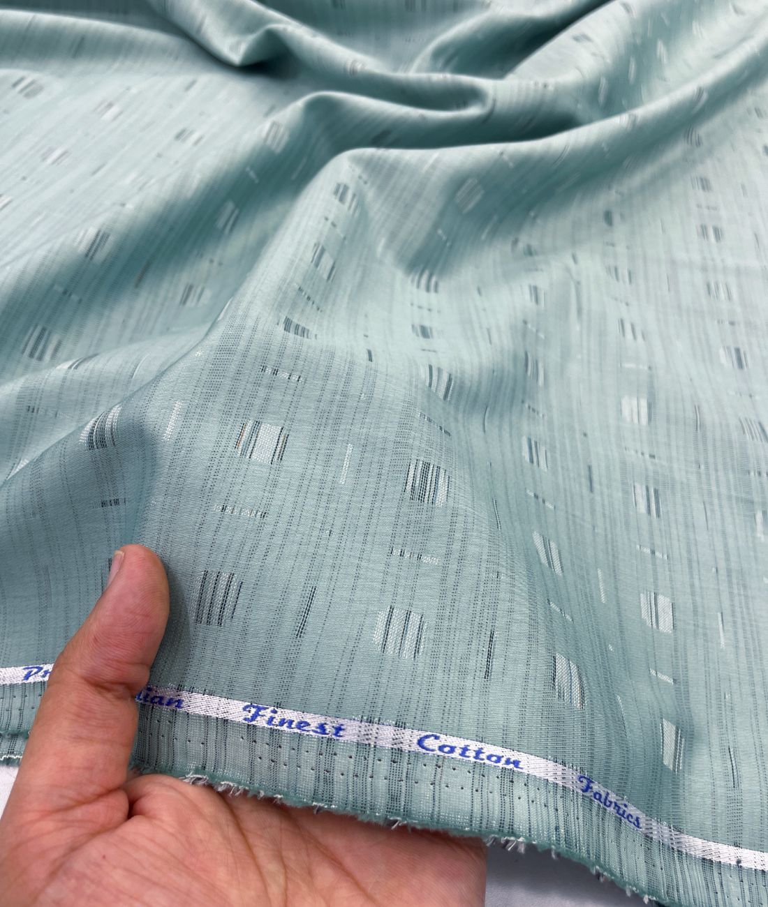 Light Turquoise Giza Cotton Fabric for Shirt & Kurta - Tepchi Men