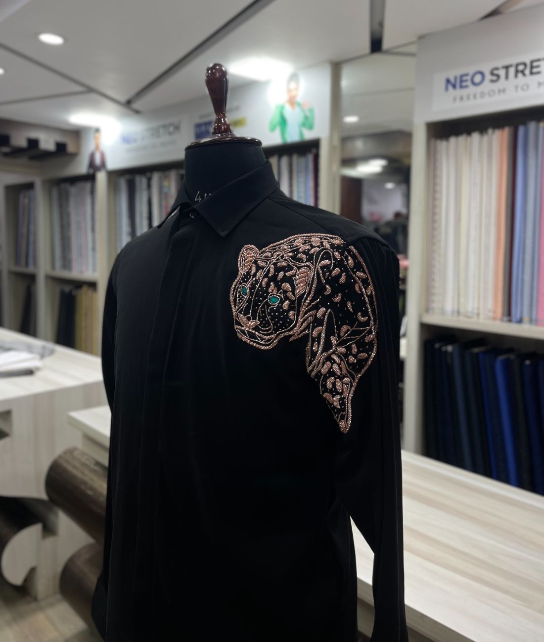 Lion Hand Embroidered Designer Shirt for Clubbing - Tepchi Men
