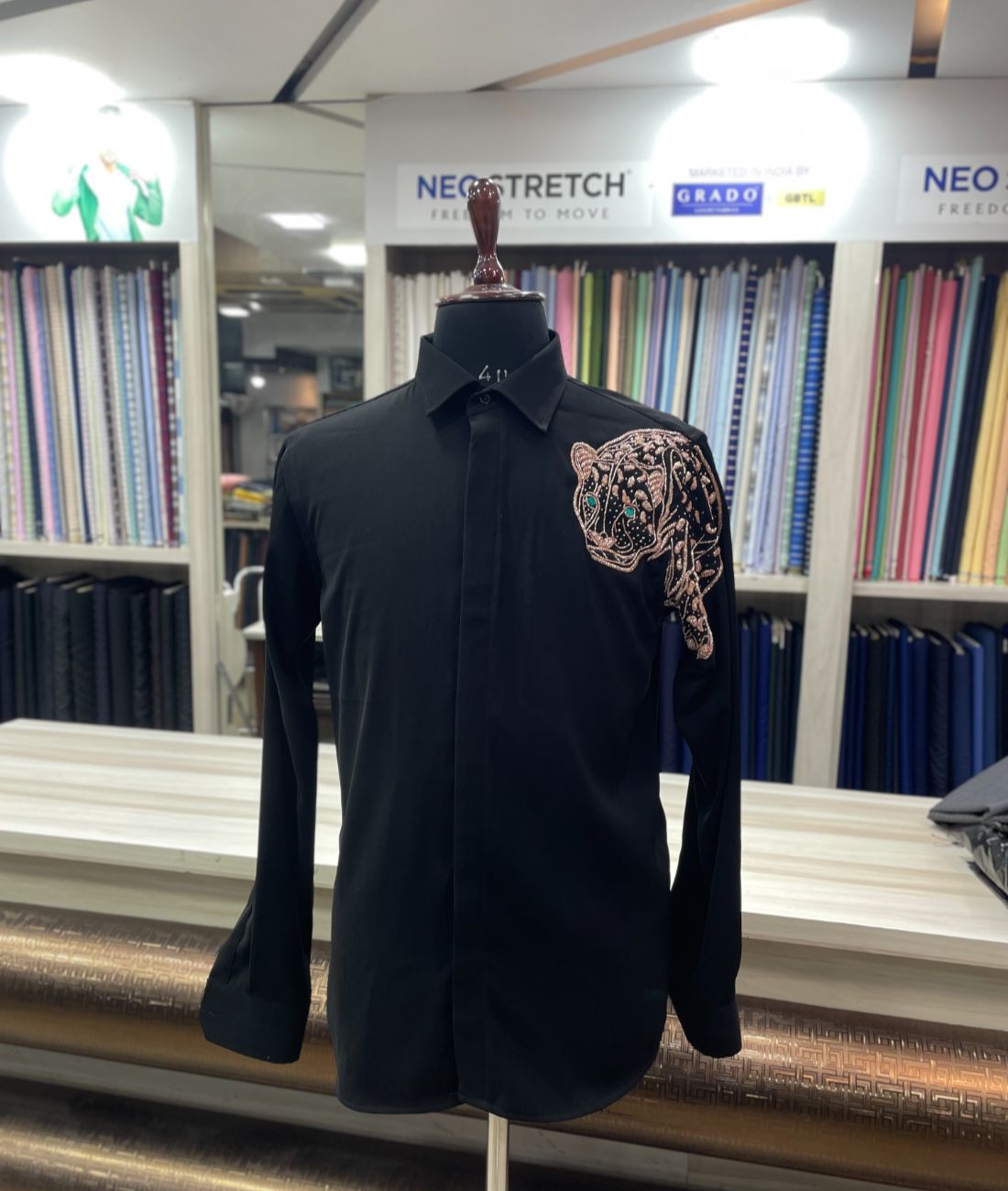 Lion Hand Embroidered Designer Shirt for Clubbing - Tepchi Men