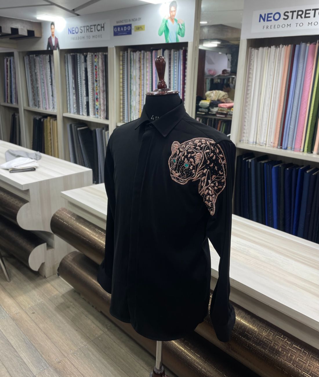 Lion Hand Embroidered Designer Shirt for Clubbing - Tepchi Men