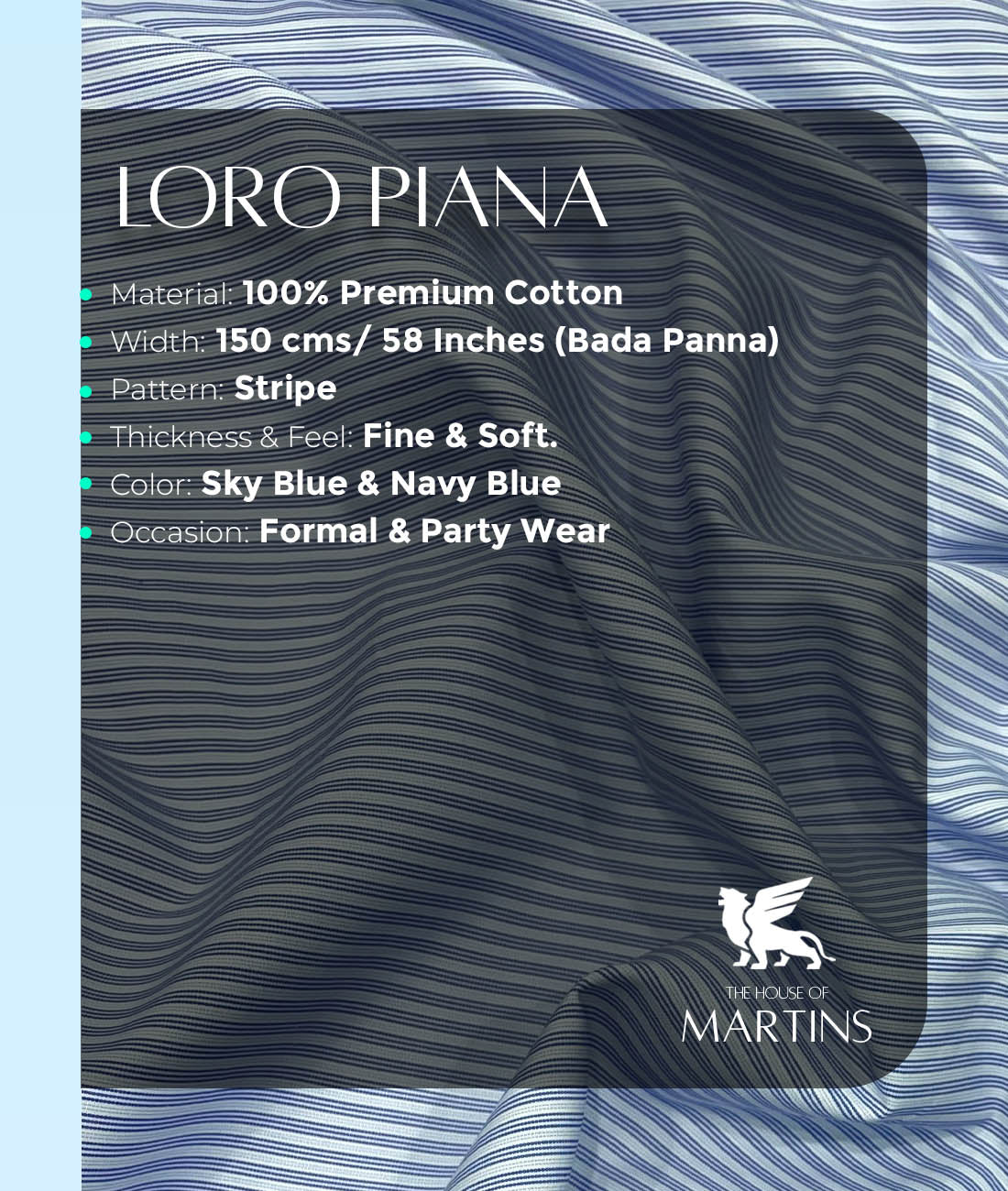 Loro Piana Blue Stripe Trending Fabric Men's Shirt - Tepchi Men