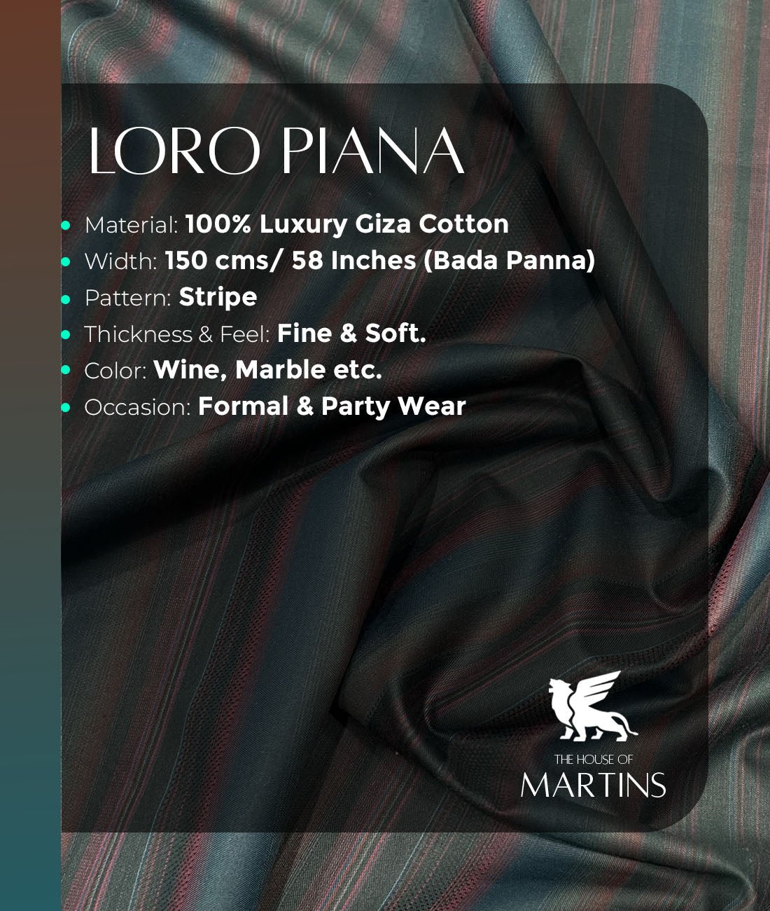 Loro Piana Stripe Luxury Designer Giza Cotton Fabric for Shirt - Tepchi Men