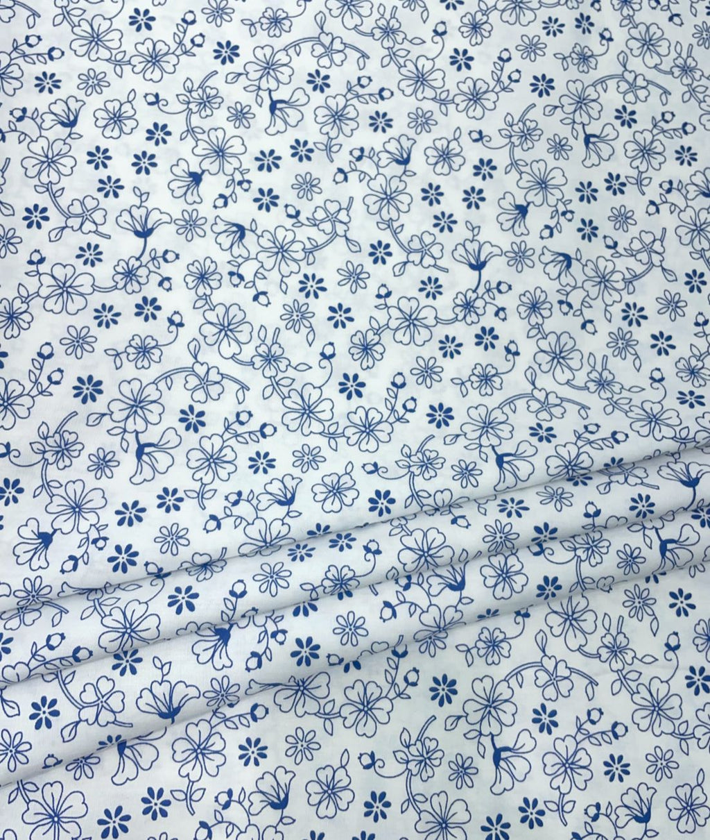 Loro Piana White Floral Printed Shirt Fabric for Men's Shirt - Tepchi Men