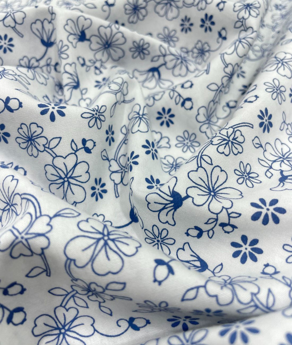 Loro Piana White Floral Printed Shirt Fabric for Men's Shirt - Tepchi Men