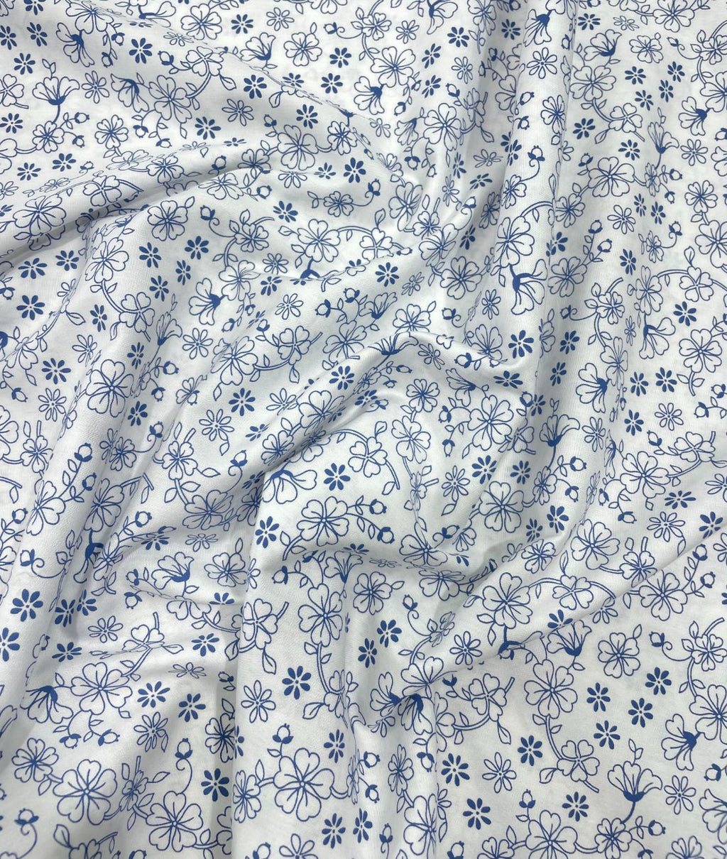Loro Piana White Floral Printed Shirt Fabric for Men's Shirt - Tepchi Men