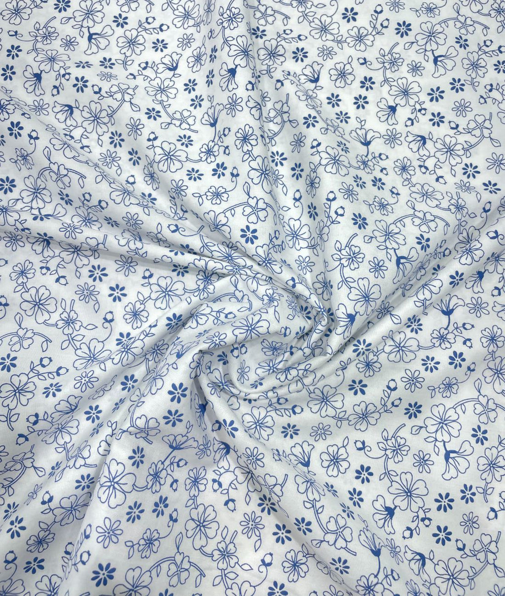 Loro Piana White Floral Printed Shirt Fabric for Men's Shirt - Tepchi Men