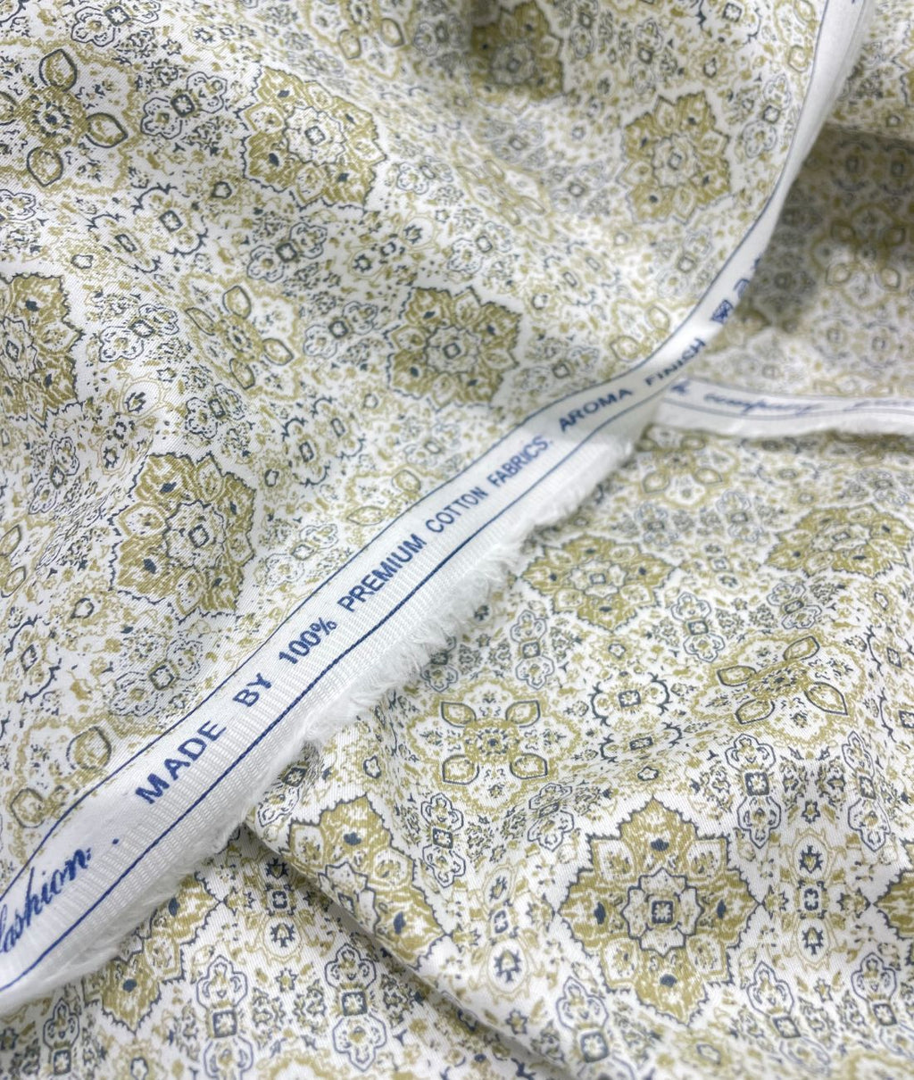 Luxury Paisley Printed Giza Cotton Fabric for Men's Shirt - Tepchi Men